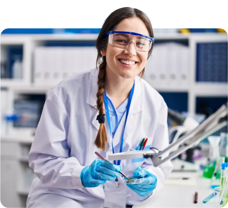 woman smiling in lab